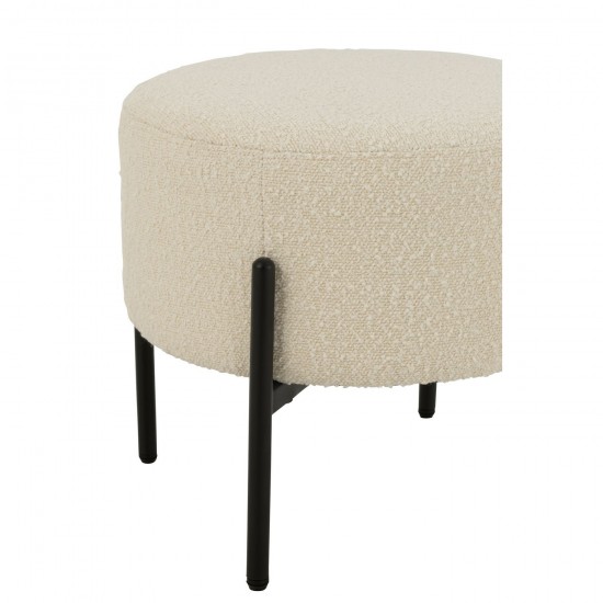 J-Line J Line tabourets ronds Jolipa Tabouret Boucle Contreplaque Polyester Blanc Noir.