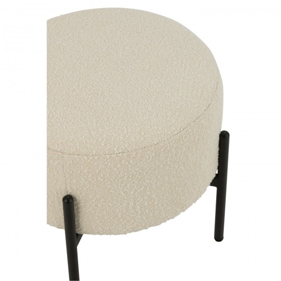 Jolipa Tabouret Boucle Contreplaque Polyester Blanc Noir.