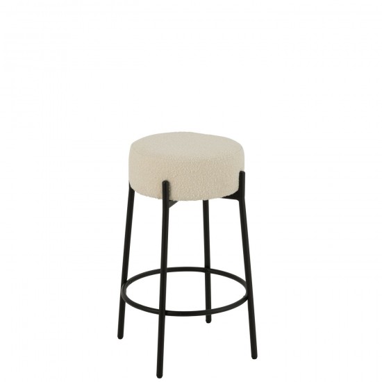 J Line Tabouret De Bar Boucle Contreplaque Polyester Blanc Noir L41xB41xH67 cm JLine 50850 by Jolipa 50850.