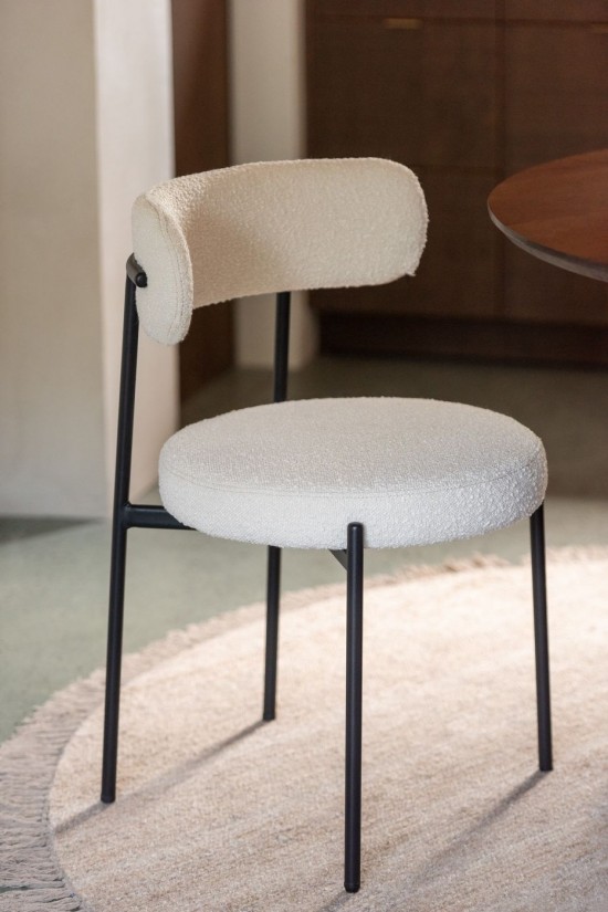 J-Line Sedia Boucle Legno Compensato/Polistere Bianco/Nero.