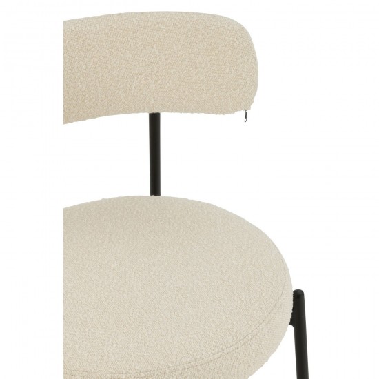 J-Line J Line chaises de repas Chaise Boucle Contreplaque Polyester Blanc Noir.