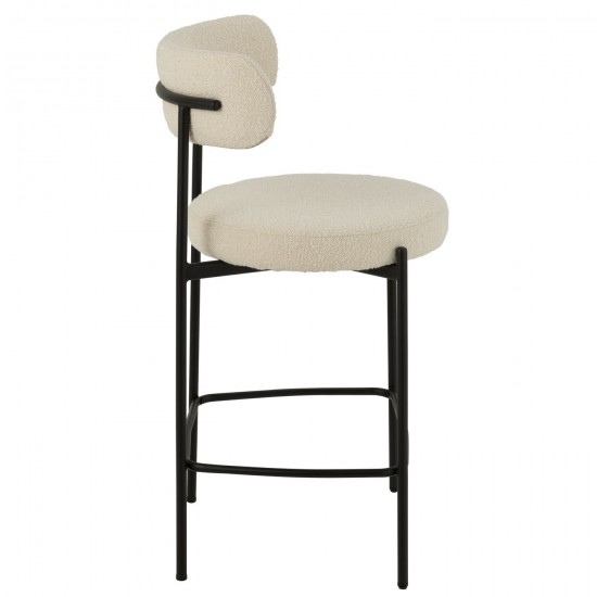 J-Line J Line chaises tabourets de bar Jolipa Chaise De Bar Boucle Contreplaque Polyester Blanc Noir.