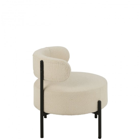 J-Line J Line chaises lounges Jolipa Chaise Lounge Boucle Contreplaque Polyester Blanc Noir.