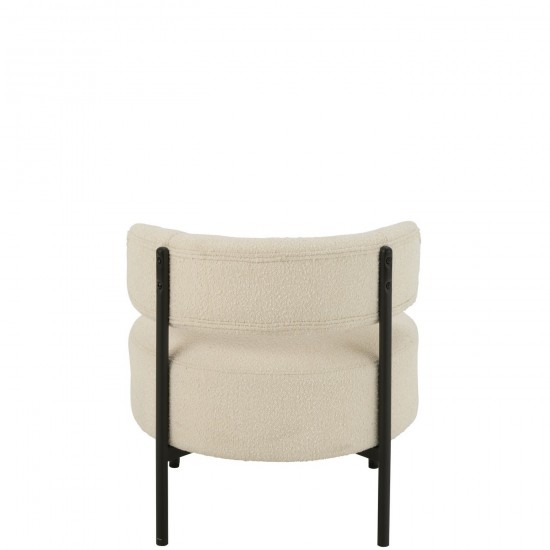 Jolipa Chaise Lounge Boucle Contreplaque Polyester Blanc Noir.