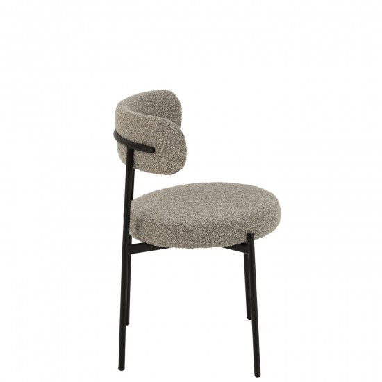 J-Line J Line chaises de repas Jolipa Chaise Boucle Contreplaque Polyester Gris Noir.