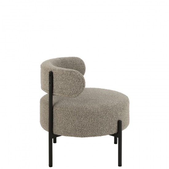 J-Line J Line chaises lounges Jolipa Chaise Lounge Boucle Conterplaque Polyester Gris Noir.