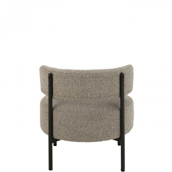 Jolipa Chaise Lounge Boucle Conterplaque Polyester Gris Noir.