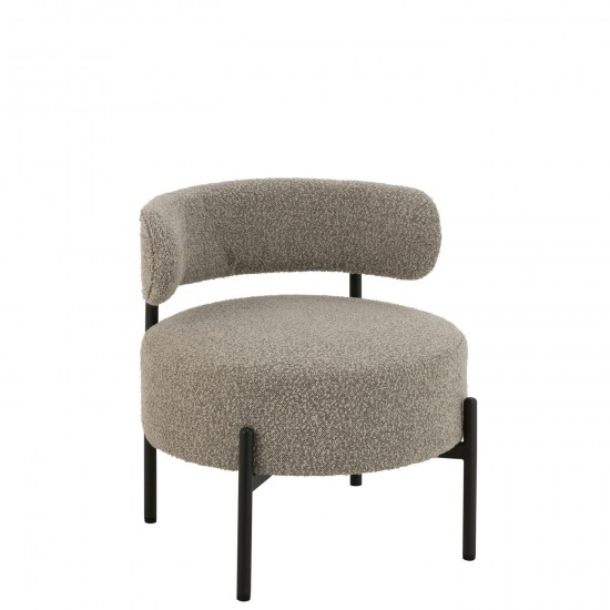J Line Chaise Lounge Boucle Conterplaque Polyester Gris Noir L63xB63xH68 cm JLine 50858 by Jolipa 50858.
