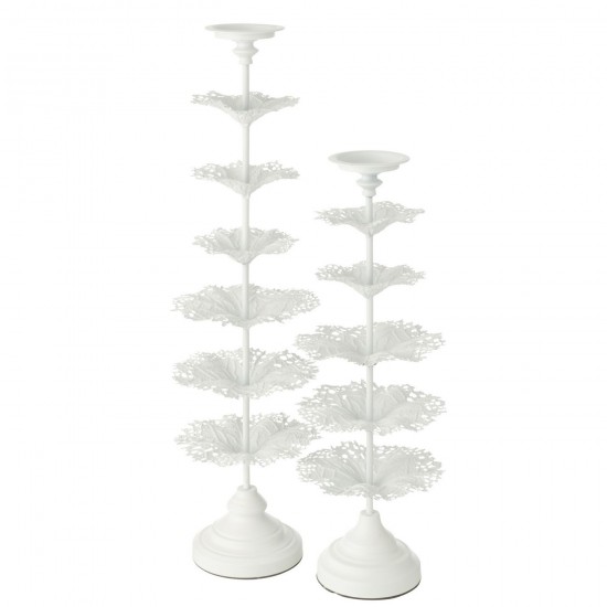 J-Line J Line Porte bougies Porte bougies Jolipa Photophore Arbre Metal Blanc Large.