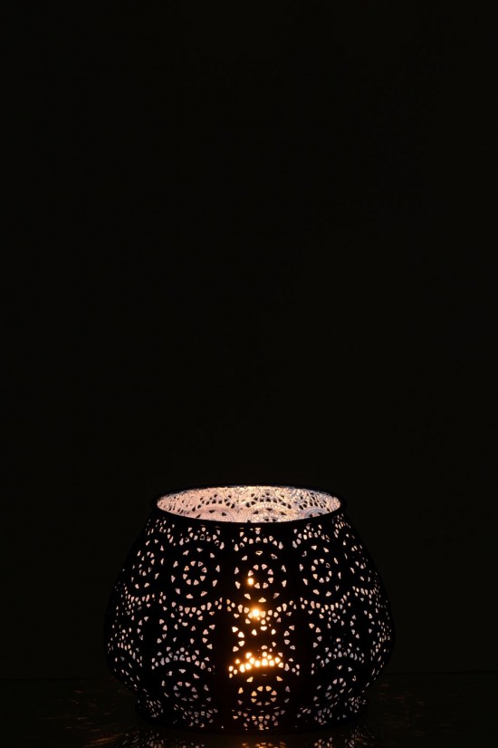 J-Line J Line photophores Jolipa Photophore Cylindre Metal Verre Bleu Large.