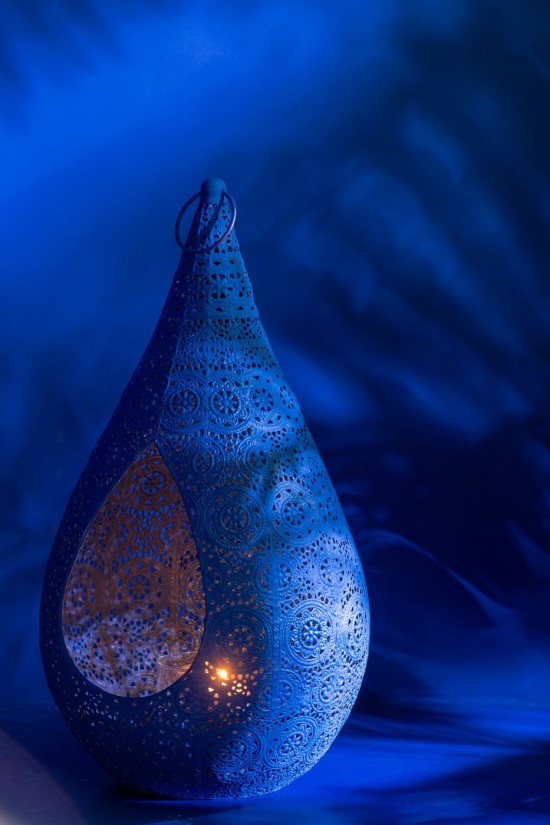 J-Line Porta T Light Goccia Metallo/Vetro Blu Large.