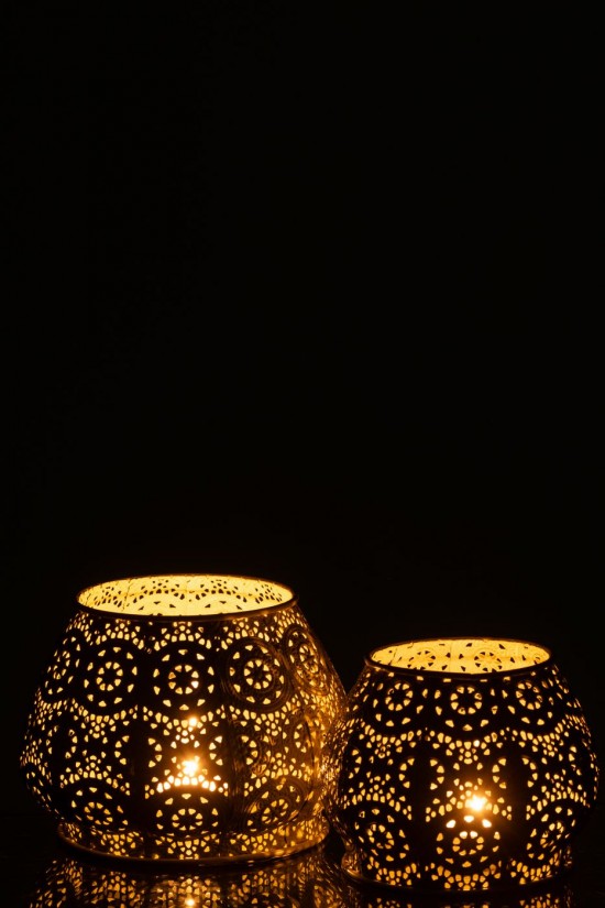 J-Line J Line photophores Photophore Cylindre Metal Verre Jaune Large.