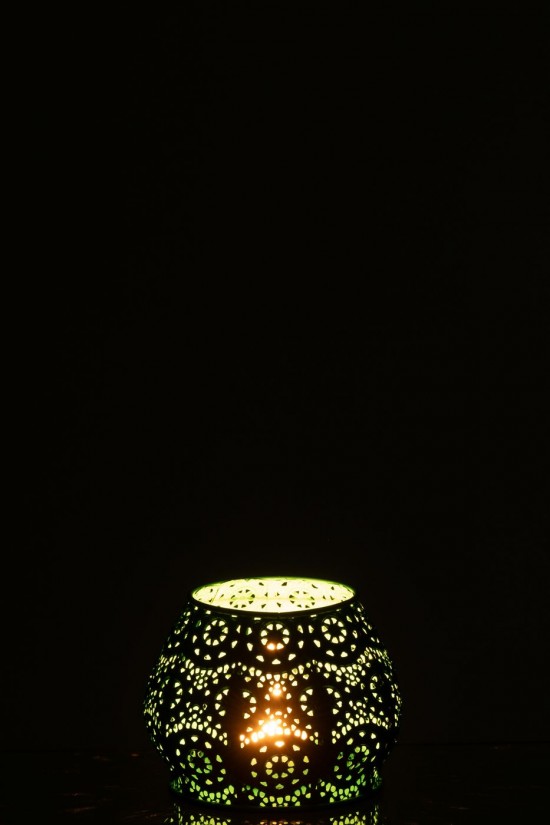 J-Line J Line photophores Jolipa Photophore Cylindre Metal Verre Cyan Small.