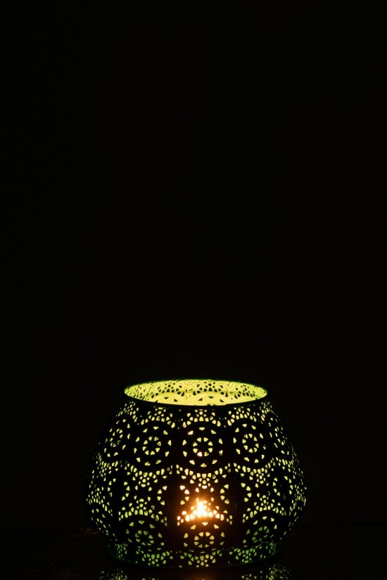 J-Line J Line photophores Jolipa Photophore Cylindre Metal Verre Cyan Large.