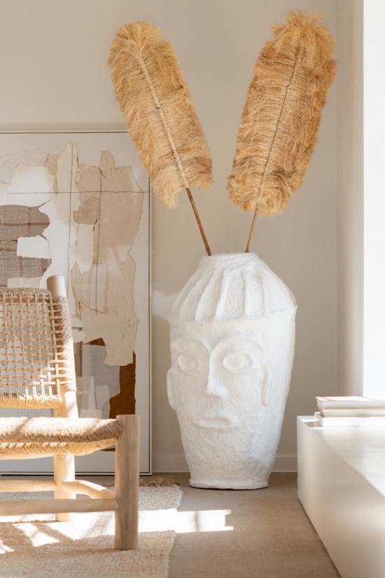 Jolipa Pot Face Papier Mache Blanc.