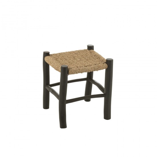 J Line Tabouret Carre Bois Teck Jonc De Mer Naturel L40xB40xH45 cm JLine 50981 by Jolipa 50981.