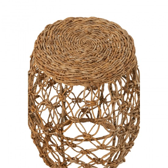 J-Line J Line tables d appoint bouts de canapé Jolipa Table D Appoint Baril Fer Feuille De Bananier Naturel.