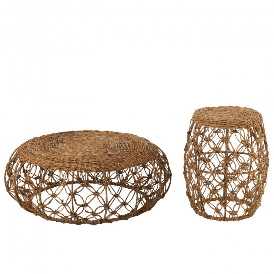 Jolipa Table Basse Soucoupe Fer Feuille De Bananier Naturel.