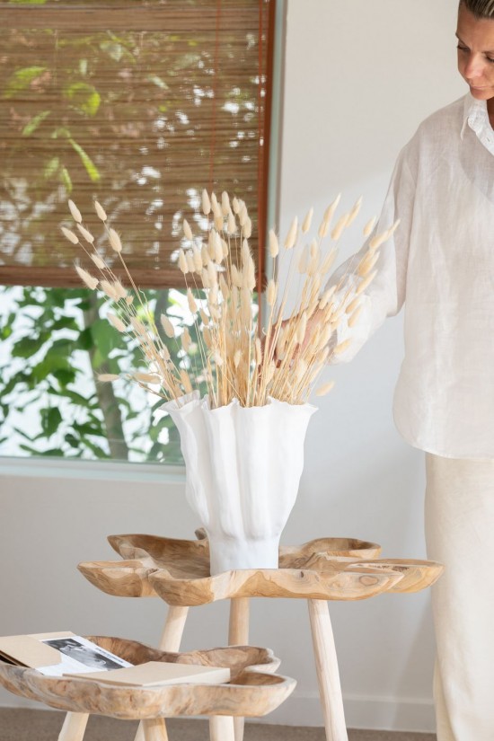 J-Line J Line tables d appoint bouts de canapé Set 2 Tables Gigognes Splash Bois De Teck Naturel.