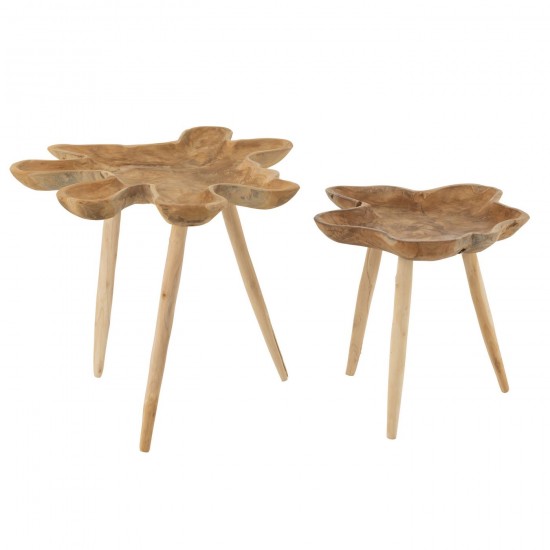Jolipa Set 2 Tables Gigognes Splash Bois De Teck Naturel.