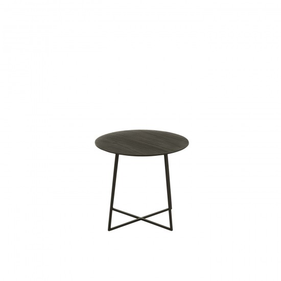 J-Line J Line tables de salon basse Jolipa Table Basse Rond Bois Teck Metal Noir.