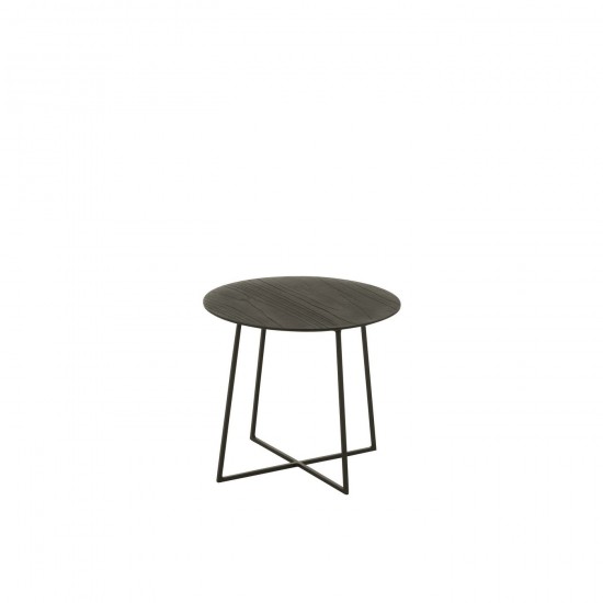 J Line Table Basse Rond Bois Teck Metal Noir L45xB45xH40 cm JLine 50991 by Jolipa 50991.