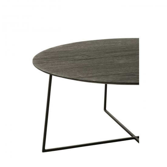 Jolipa Set 2 Tables Gigognes Rond Bois Teck Metal Noir.
