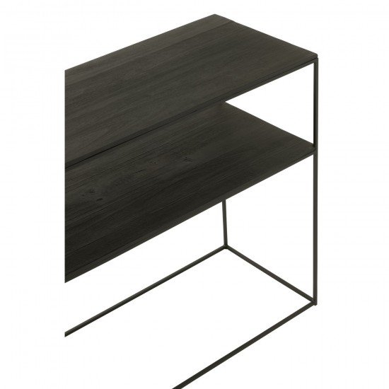 J-Line J Line tables de drapier murales Console Rectangle Bois Recycle Metal Noir.