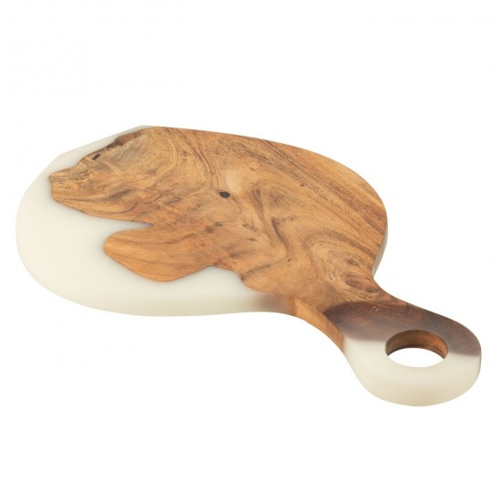 J Line Planche A Decouper Bois D'Acacia Resine Naturel Blanc L53xB2xH34 cm JLine 51007 by Jolipa 51007.