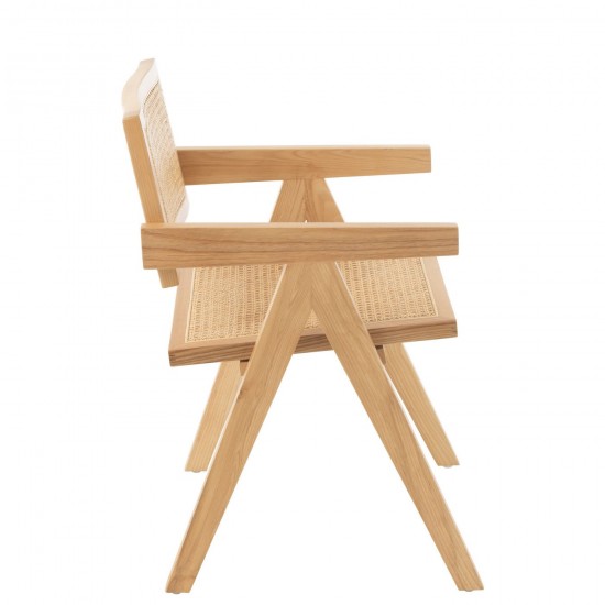 J-Line J Line chaises de repas Jolipa Chaise Grid Bois De Frene Rotin Naturel.