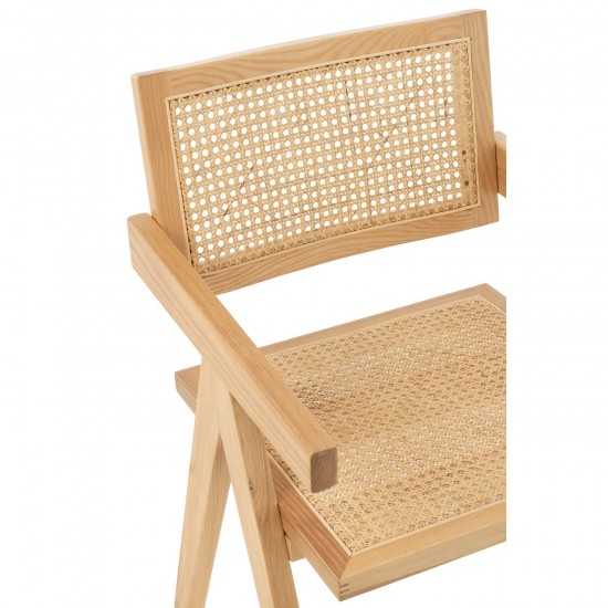 J-Line J Line chaises de repas Chaise Grid Bois De Frene Rotin Naturel.