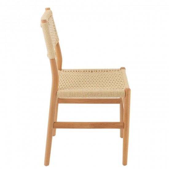 J-Line J Line chaises de repas Jolipa Chaise Lap Bois De Hetre Corde Naturel.