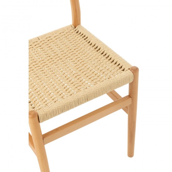 J-Line J Line chaises de repas Chaise Lap Bois De Hetre Corde Naturel.