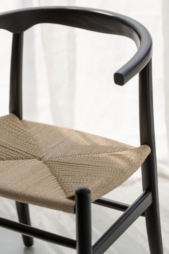 J-Line Silla Toon Madera De Haya/Cuerda Negra.