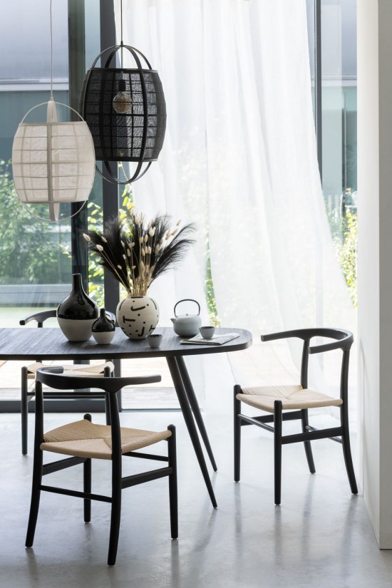 J Line Chaise Toon Bois De Hetre Corde Noir L52xB56xH76 cm JLine 51016 by Jolipa 51016.