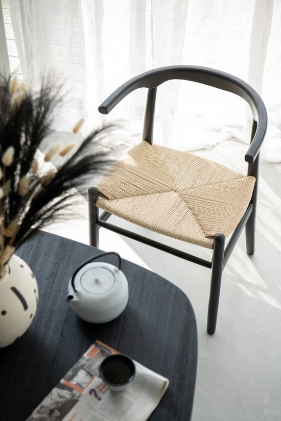 Jolipa Sedia Toon Legno Di Faggio/Corda Nero.