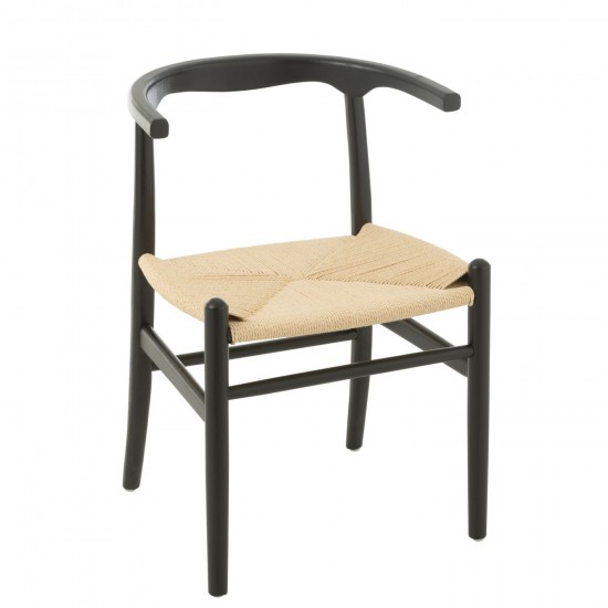 J Line Chaise Toon Bois De Hetre Corde Noir L52xB56xH76 cm JLine 51016 by Jolipa 51016.