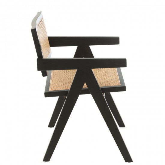 J-Line J Line chaises de repas Jolipa Chaise Grid Bois De Frene Rotin Noir.