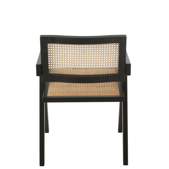 Jolipa Chaise Grid Bois De Frene Rotin Noir.