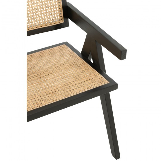 J-Line J Line chaises de repas Chaise Grid Bois De Frene Rotin Noir.