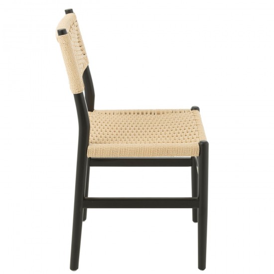 J-Line J Line chaises de repas Jolipa Chaise Lap Bois De Hetre Corde Noir.
