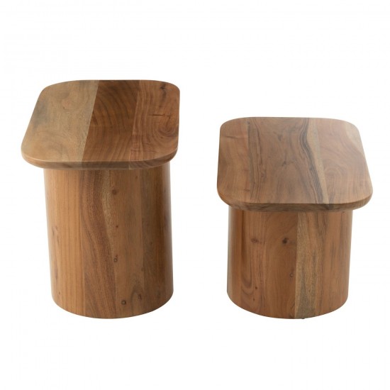 J-Line J Line tables d appoint bouts de canapé Jolipa Set 2 Tables Bois D Acacia Mdf Naturel.
