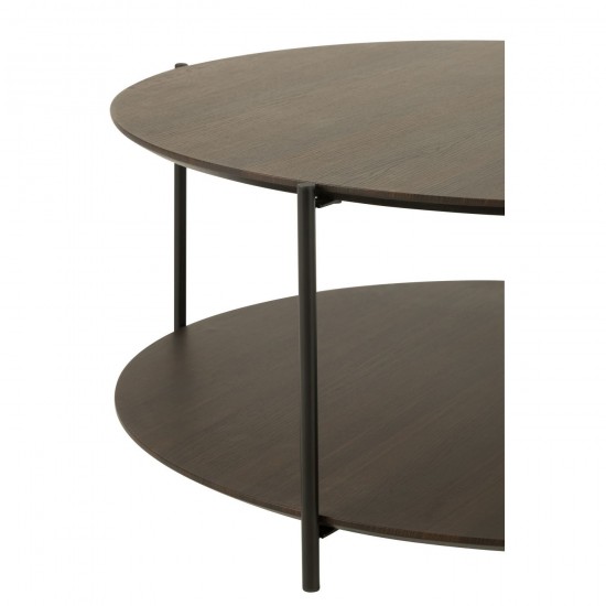 J-Line J Line tables de salon basse Jolipa Table De Salon Rond Mdf Metal Marron Fonce Small.