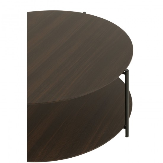 Jolipa Table De Salon Rond Mdf Metal Marron Fonce Small.