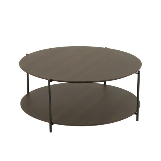 J Line Table De Salon Rond Mdf Metal Marron Fonce Small L93xB93xH38 cm JLine 51068 by Jolipa 51068.