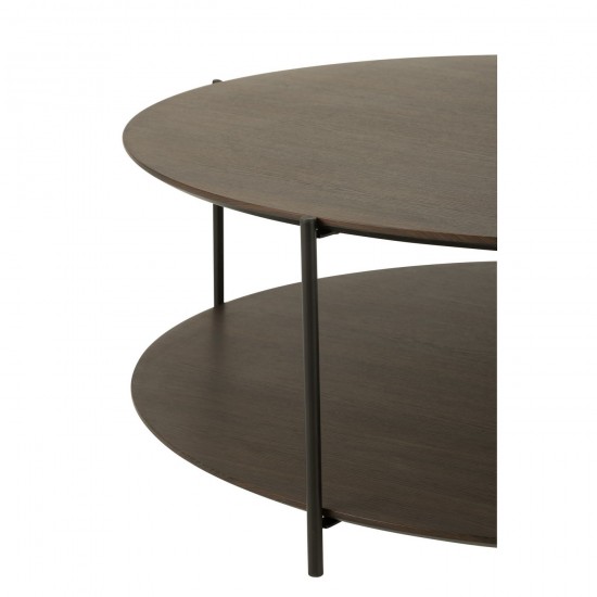 J-Line J Line tables de salon basse Jolipa Table De Salon Rond Mdf Metal Marron Fonce Large.