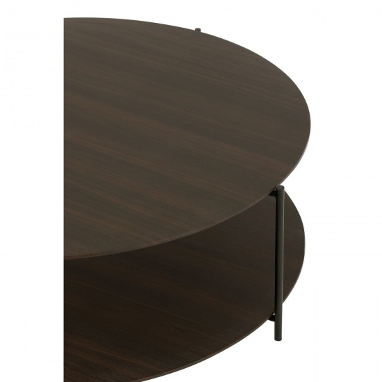 Jolipa Table De Salon Rond Mdf Metal Marron Fonce Large.