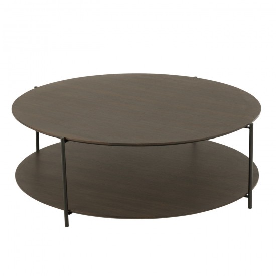 J Line Table De Salon Rond Mdf Metal Marron Fonce Large L113xB113xH38 cm JLine 51069 by Jolipa 51069.