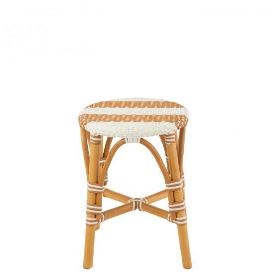 J-Line J Line tabourets ronds Jolipa Tabouret Live Rotin Plastique Naturel Blanc.