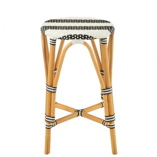 J-Line J Line chaises tabourets de bar Jolipa Tabouret De Bar Live Rotin Plastique Naturel Noir.